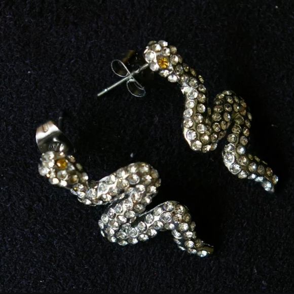Snake Necklace Earrings Ring Size 6 Silver Tone - Picture 5 of 8